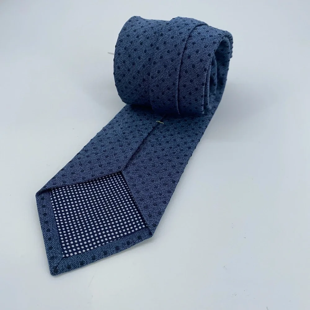 Eton Tie Mens One Size Navy Blue Polka Dot Silk Classic Necktie‎ Italy Made NWT